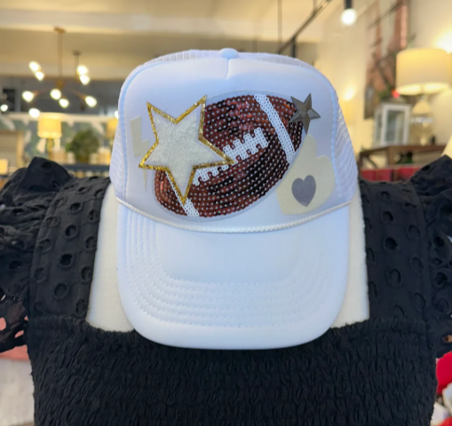 White Football Patch Hat