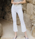 White High Rise Crop Flare Jeans