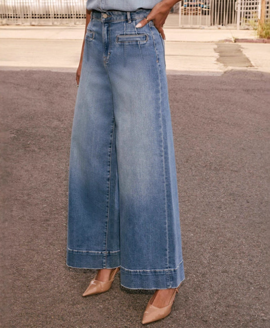 Wide Leg Stretch Denim Pant