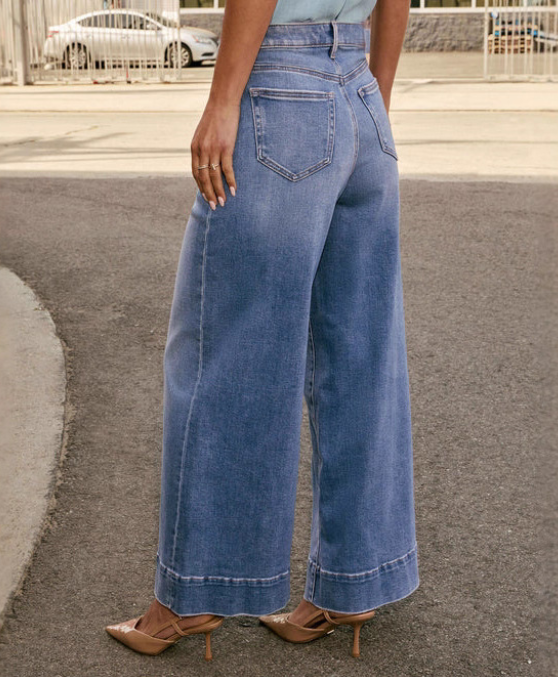 Wide Leg Stretch Denim Pant