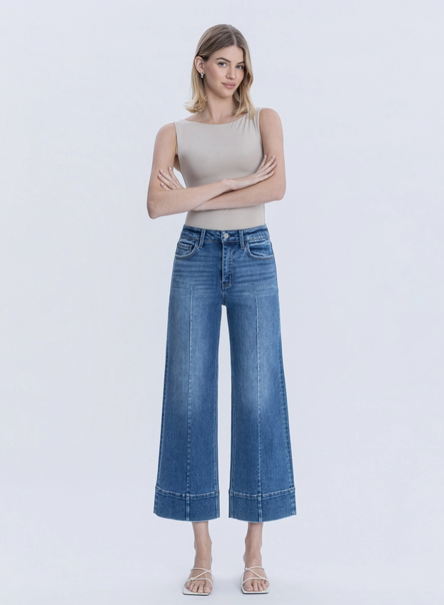 High Rise Ankle Wide Trouser