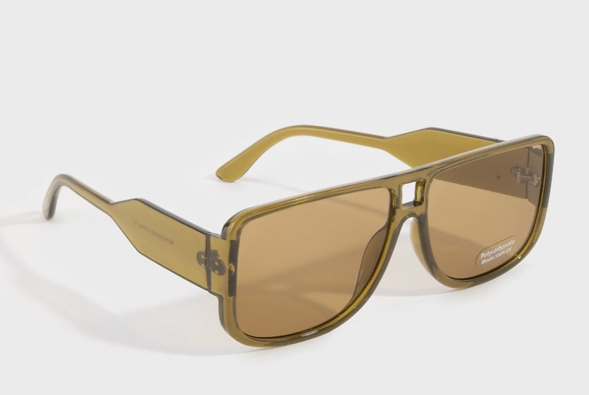 Over-Sized Flat Top Square Aviator Sunglasses