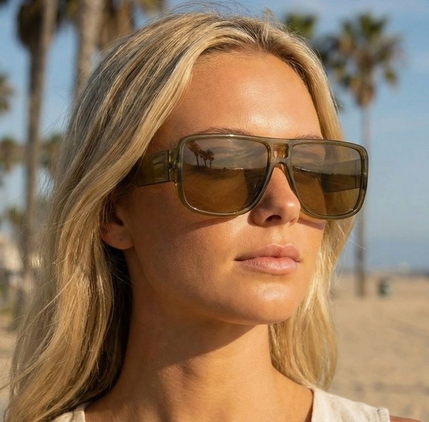 Over-Sized Flat Top Square Aviator Sunglasses