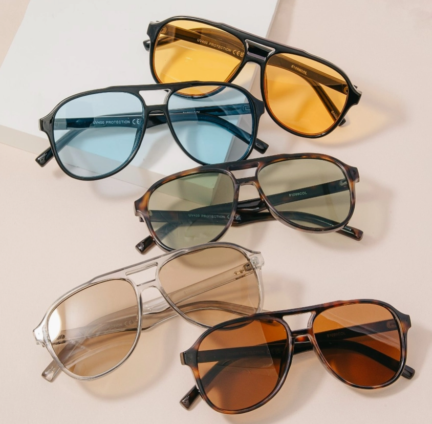 Double Bridge Detail Over-Sized Aviator Sunglasses