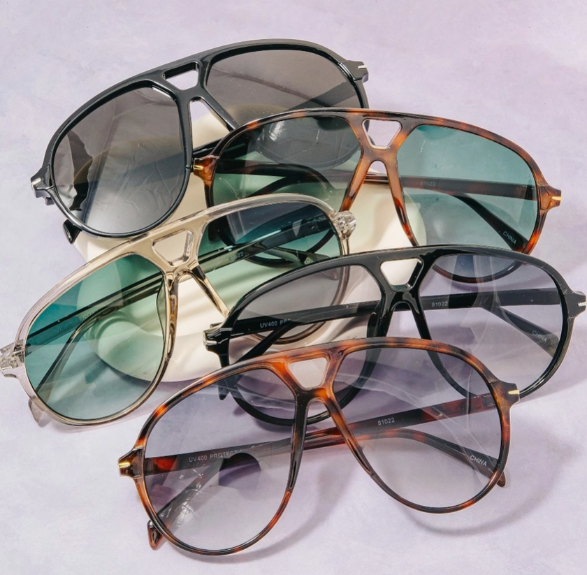 Over-Sized Aviator Shield Sunglasses