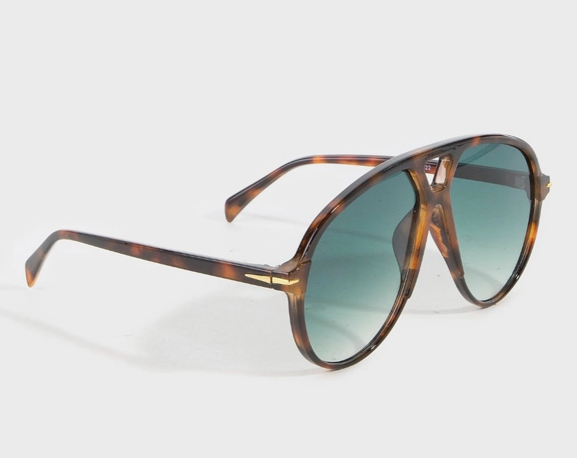 Over-Sized Aviator Shield Sunglasses