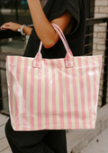 Pink Lemonade Striped Tote Bag