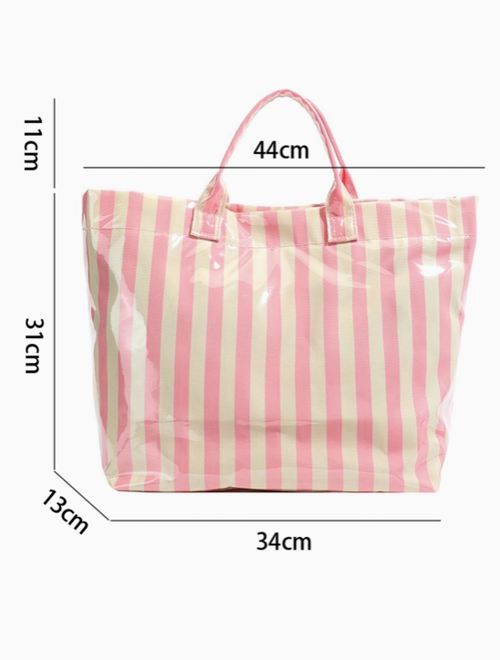 Pink Lemonade Striped Tote Bag