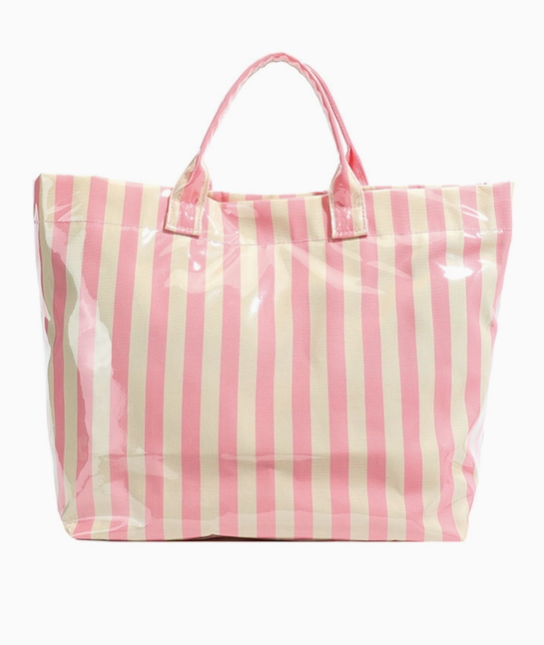 Pink Lemonade Striped Tote Bag
